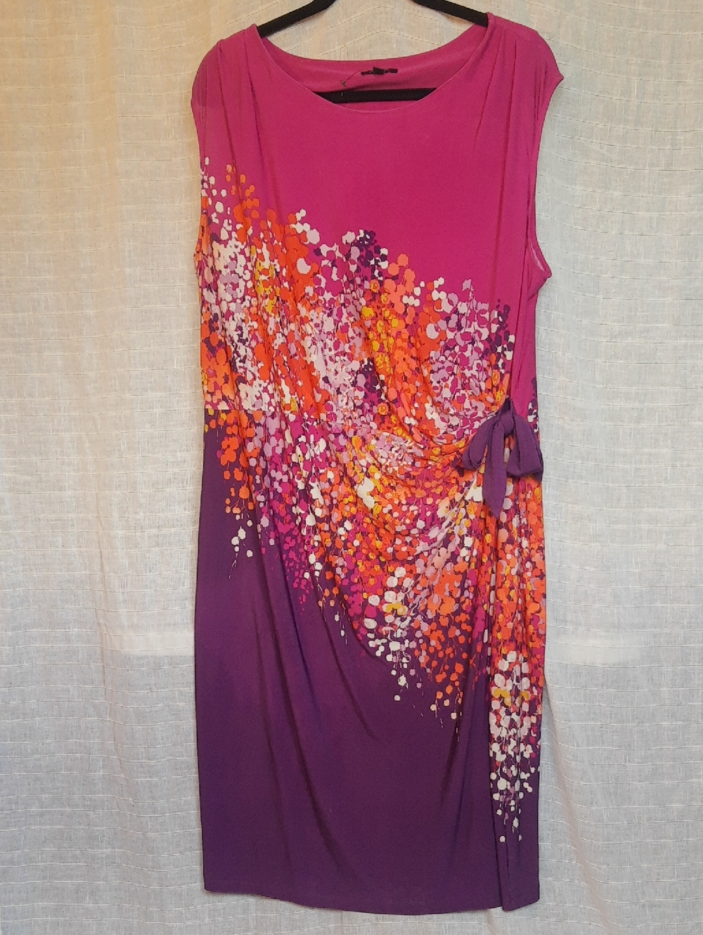 Apt. 9 Fuchsia and Purple Printed Midi Dress with Side Tie